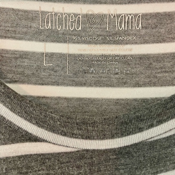 Latched Mama 3/4 Sleeve Swing Nursing Dress - Large / Grey & White Stripe - Picture 2 of 5